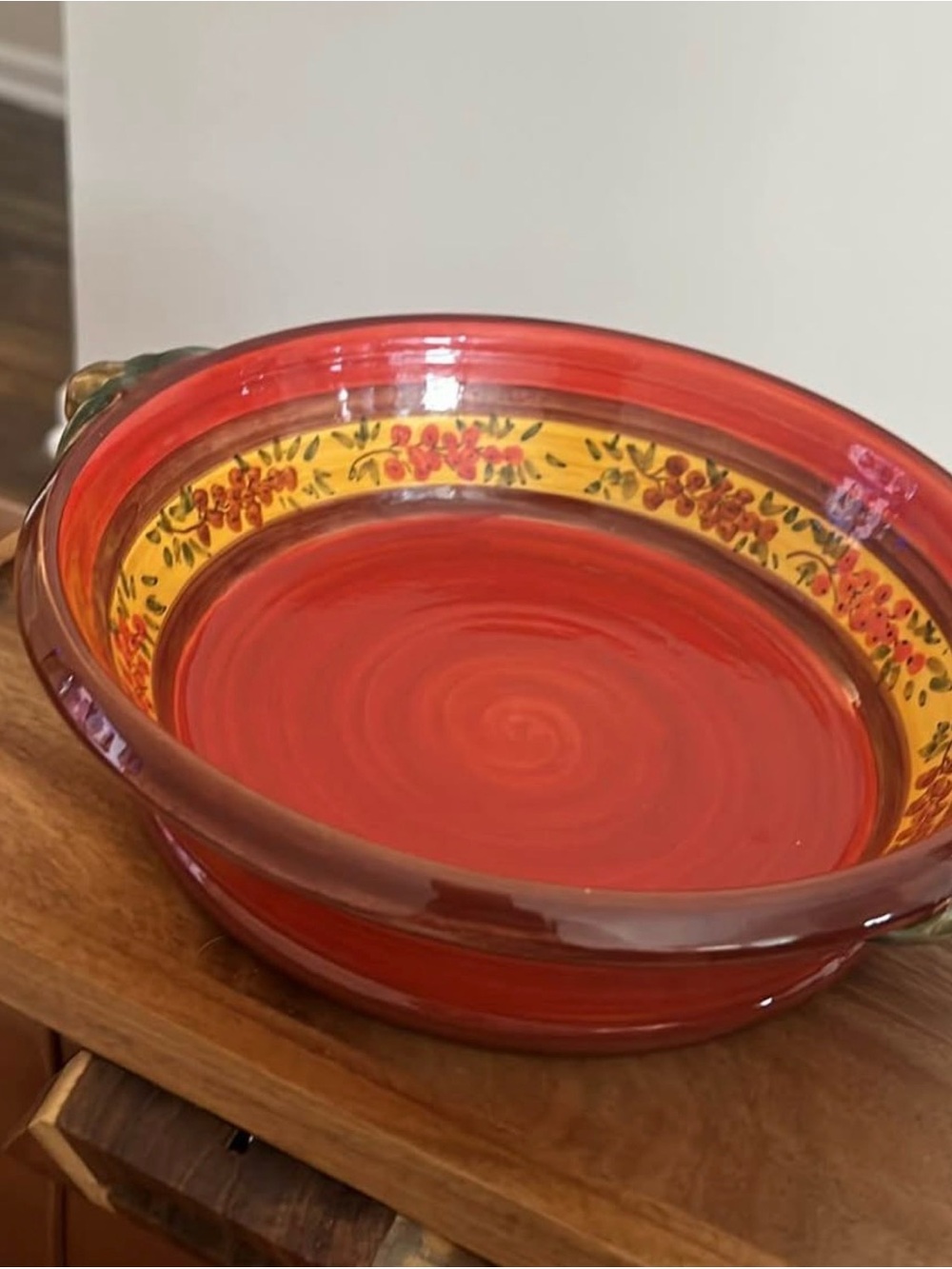 Hand painted French Atelier de Segries pottery large serving bowl